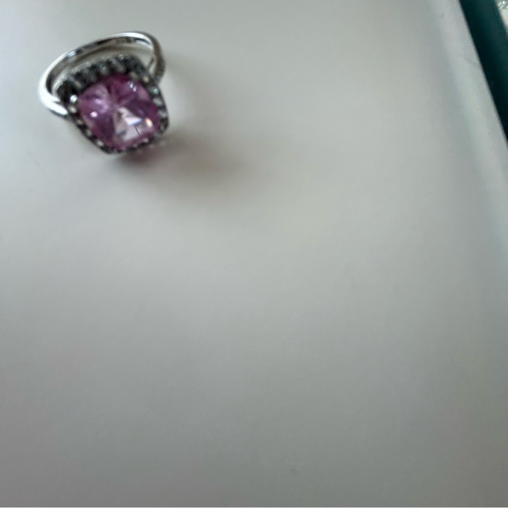 Size 8 Women’s Cocktail Ring in White Gold and Lab Grown Pink Topaz